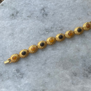 1980s Brushed Gold Black and Yellow Bracelet Bloomers and Frocks